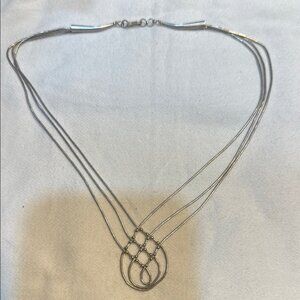 Vintage Sterling Silver Liquid Basket Weave Necklace